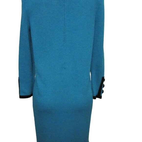 Vintage J.S.S Turquoise Knit Dress in SZ Small w Faux Black Buttons, USA Made - Picture 6 of 6